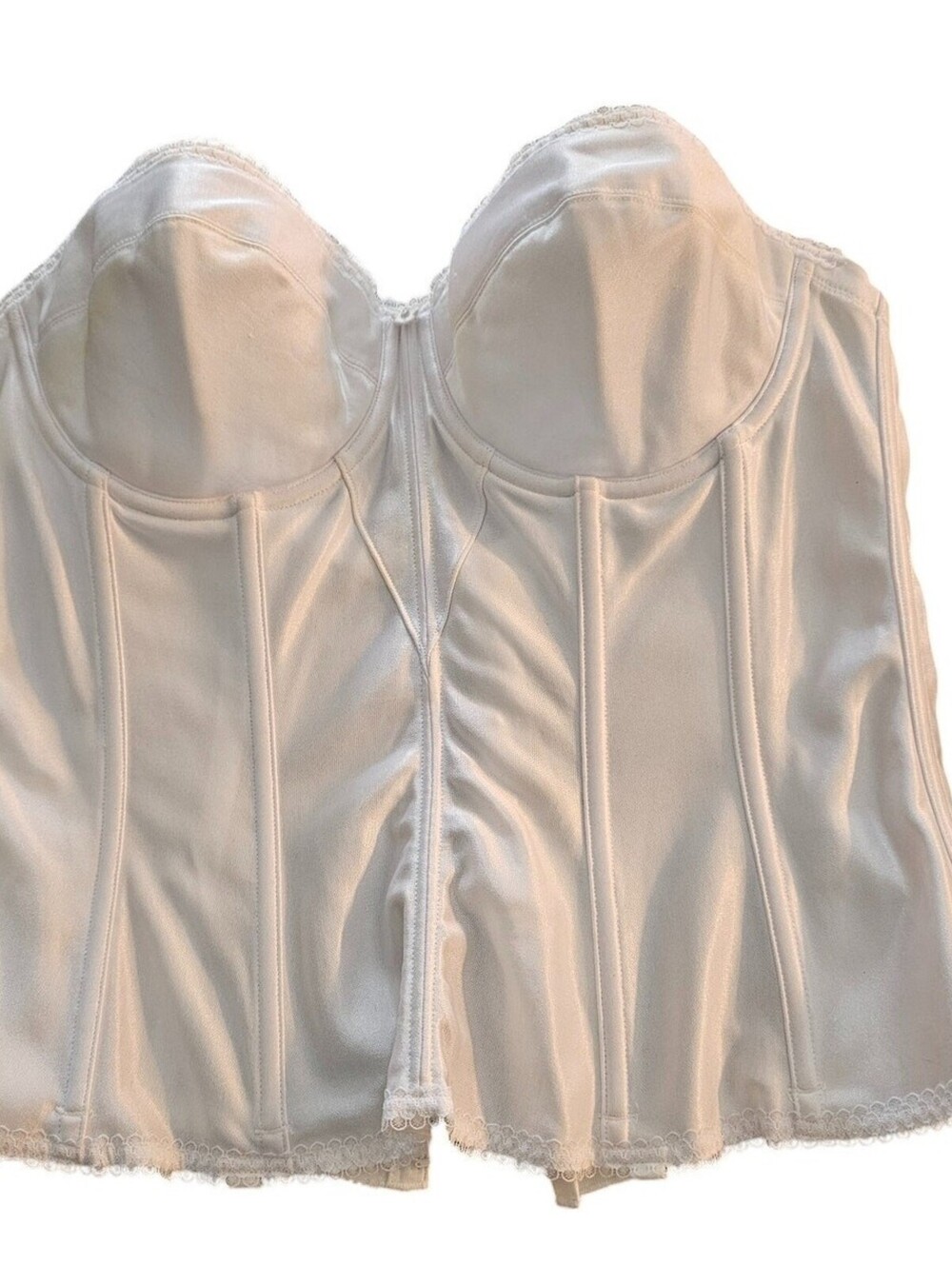 Vintage Y2K Dominique Womens Sz 38C Corset Bustier Top White Satin